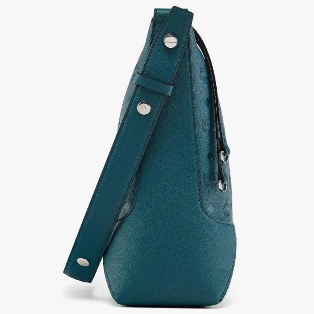 Mcm Aren Hobo in Monogram Leather Deep Teal Monogram Leather NWT